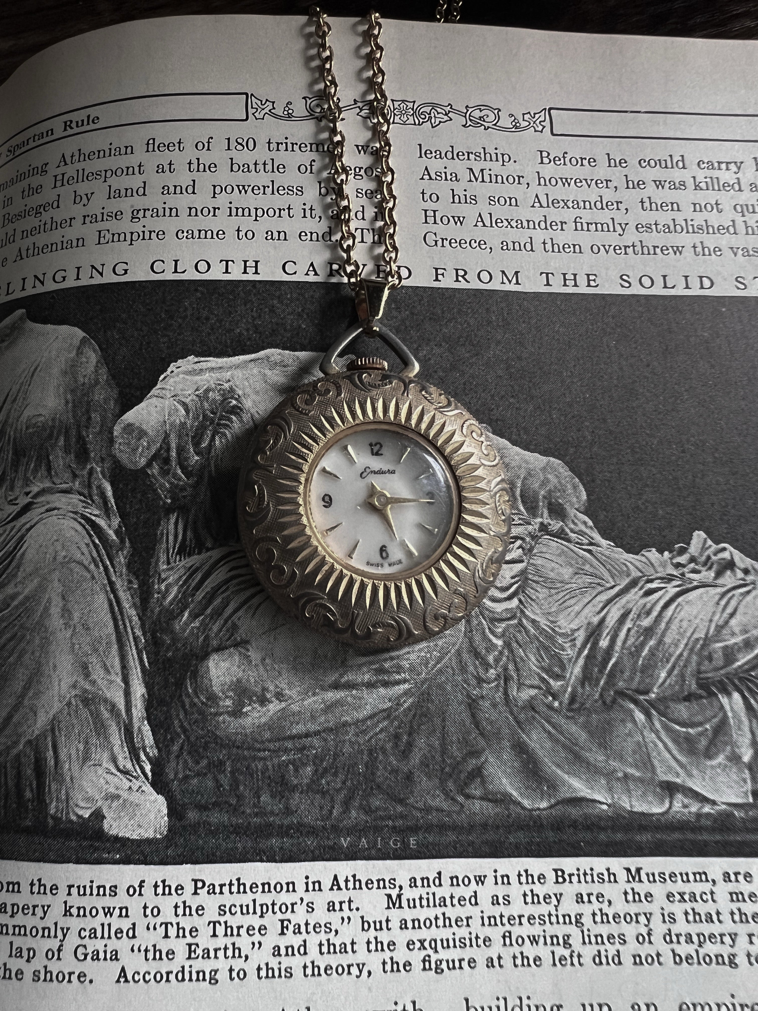 VAIGE One of One |  Vintage Endura Swiss Made Pocket Watch Gold Necklace